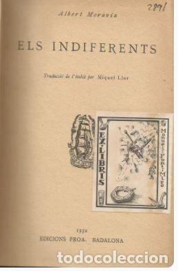 Libros antiguos: ELS INDIFERENTS - Albert Moravia - Foto 4