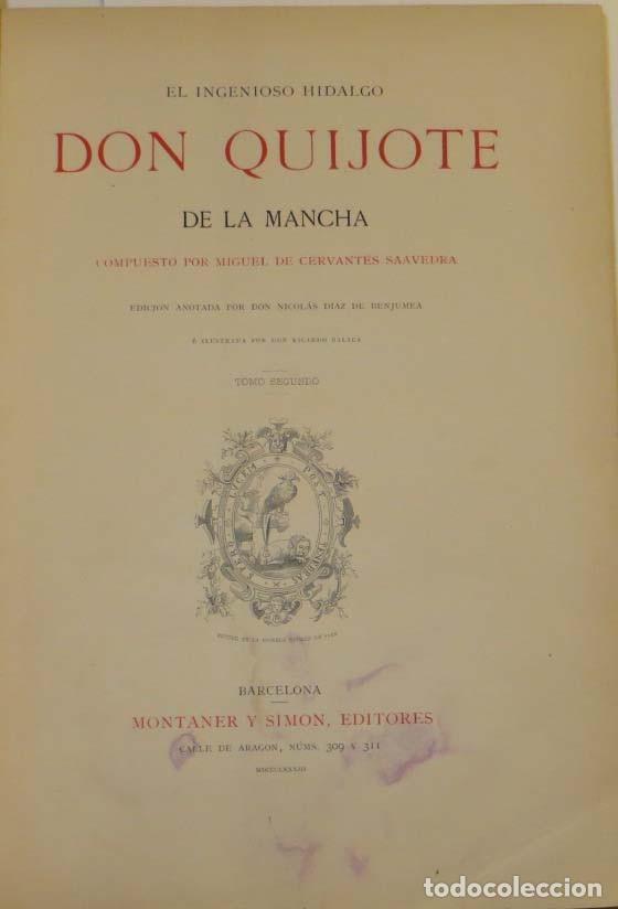 Libros antiguos: Don Quijote de la Mancha . Montaner y Sim&oacute;n - Foto 6