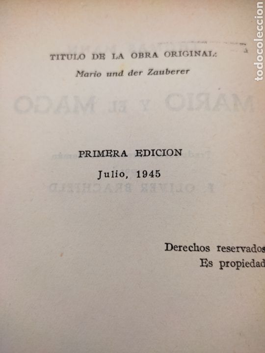 Libros antiguos: Mario y el mago primera edicion1945 - Foto 4