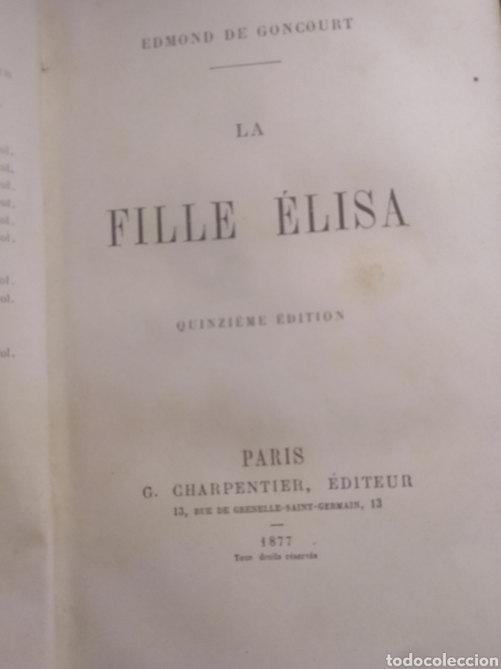 Libros antiguos: 1877. La fille Elisa - Foto 1