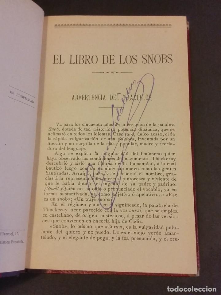Libros antiguos: 1904 - W. M. THACKERAY. El libro de los snobs, PRIMERA EDICI&Oacute;N EN CASTELLANO. - Foto 3
