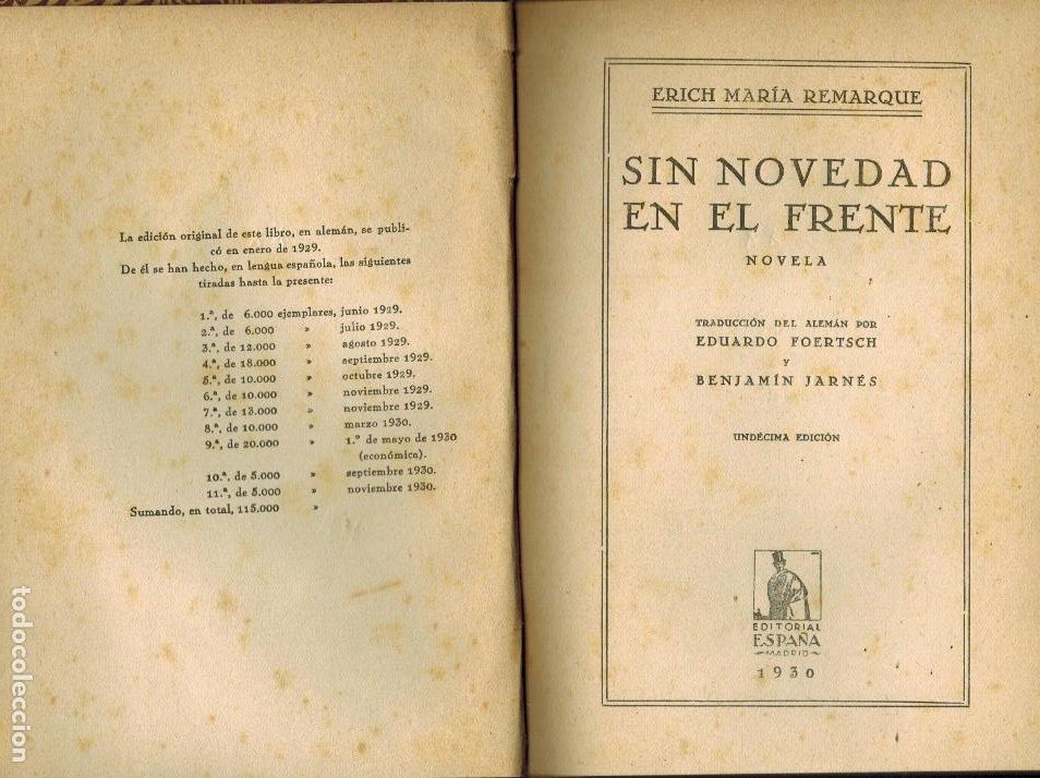 Libros antiguos: SIN NOVEDAD EN EL FRENTE - Foto 1