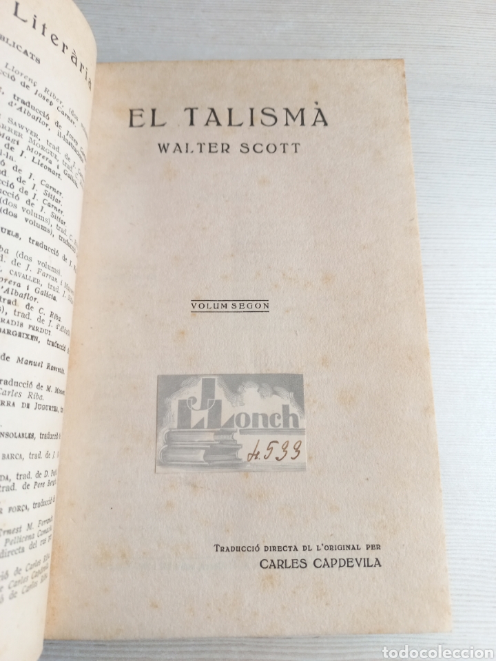 Libros antiguos: El talism&agrave;. Walter Scott. Editorial Catalana. Catal&aacute;n. - Foto 6