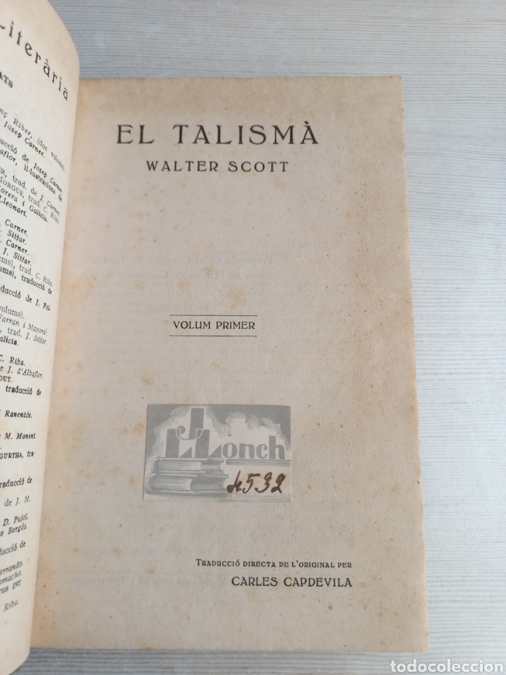 Libros antiguos: El talism&agrave;. Walter Scott. Editorial Catalana. Catal&aacute;n. - Foto 7