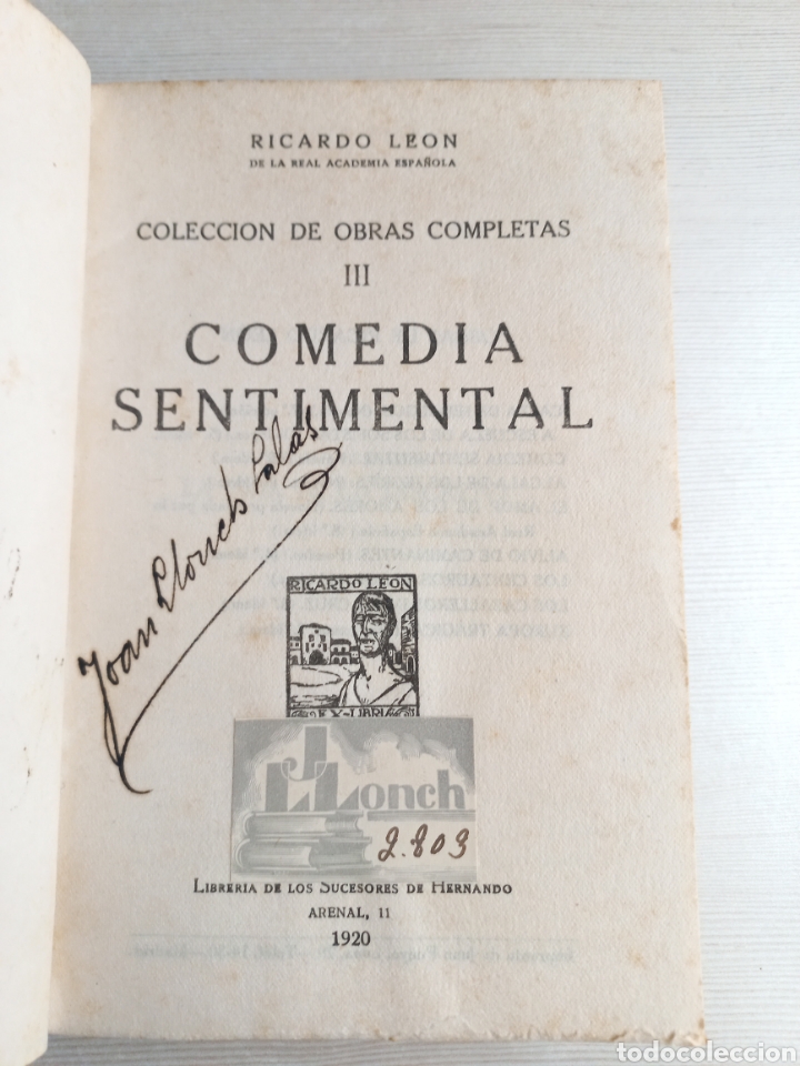 Libros antiguos: Comedia sentimental. Ricardo Le&oacute;n. Librer&iacute;a Sucesores de Hernando, 1920. - Foto 5