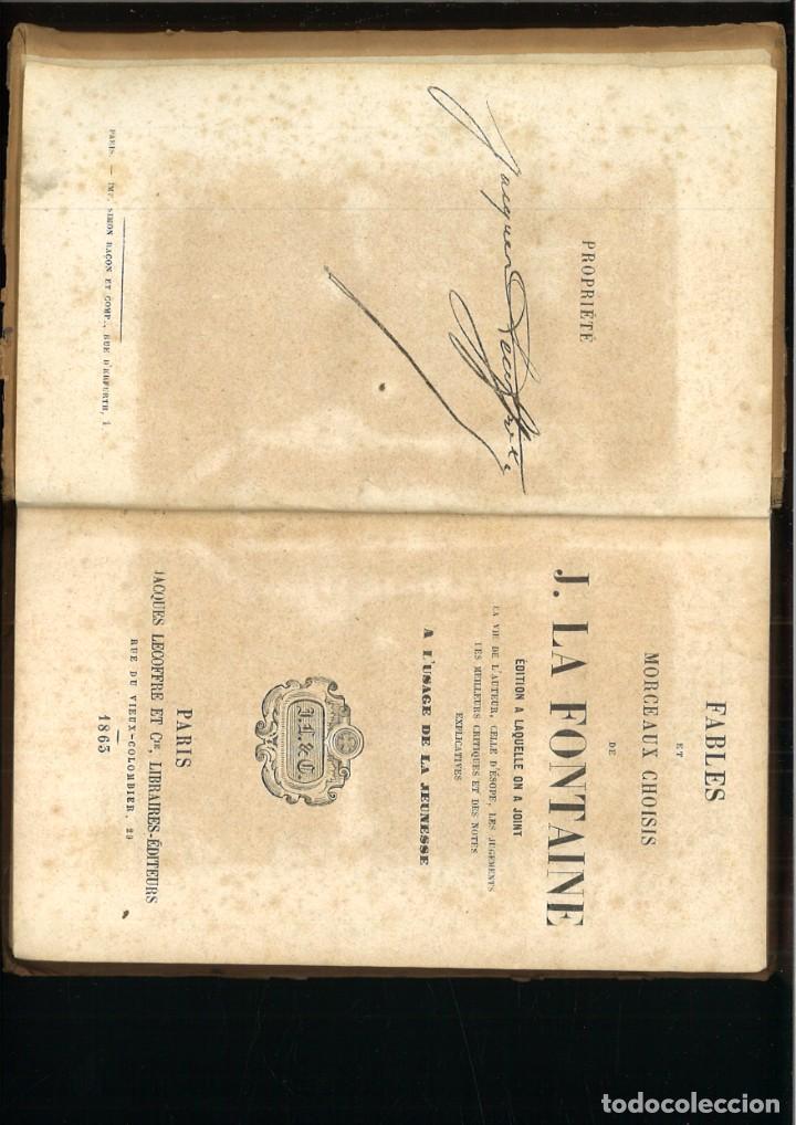 Libros antiguos: FABLES ET MORCEAUX CHOISIS. J. La Fontaine - Foto 2