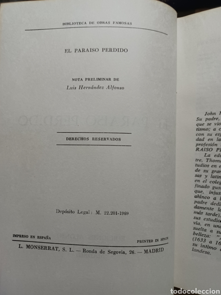 Libros antiguos: Barybook. 355. El para&iacute;so perdido John Milton ediciones Alonso - Foto 3