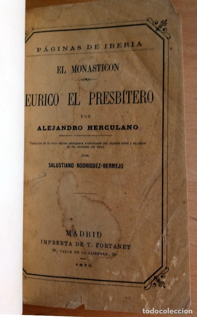 Libros antiguos: Eurico el Presb&iacute;tero, de Alejandro Herculano - Foto 1
