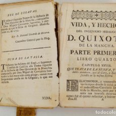 Libros antiguos: VIDA Y HECHOS DEL INGENIOSO HIDALGO D. QUIXOTE DE LA MANCHA, LIBRO IV, 1755, JUAN JOLIS IMPRESOR.. Lote 340024093