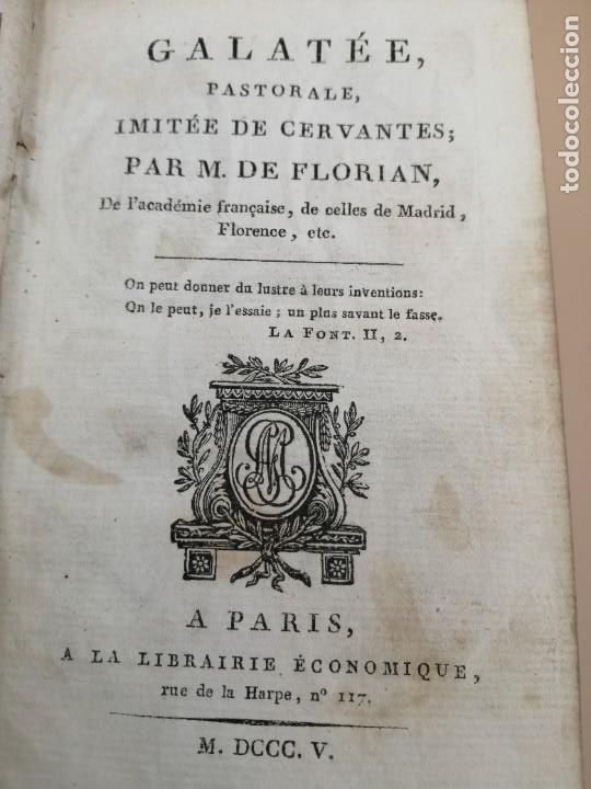 Libros antiguos: GALATEE PASTORALE CERVANTES FLORIAN 1805 - Foto 6