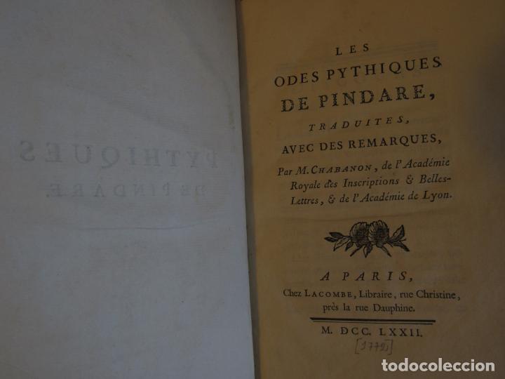 Libros antiguos: M. Chabanon - Les odes Pythiques de Pindare - Foto 3