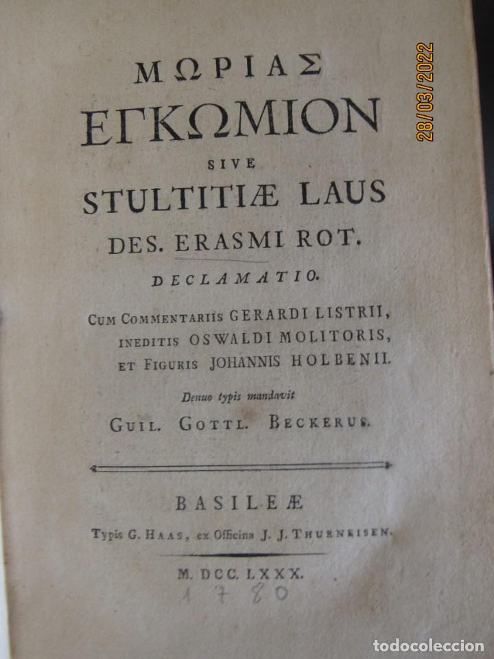 Libros antiguos: Erasmi de Rot. (Erasmus de Roterda) - Stultitiae Laus - Foto 1