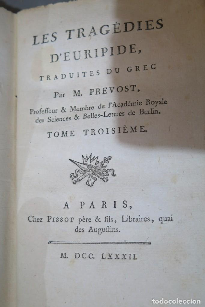 Libros antiguos: 1782.- Les Tragedies D&acute;Euripide. TOMO 3 - Foto 2