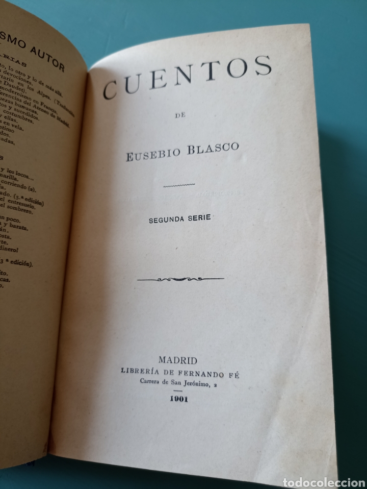 Libros antiguos: Cuentos. Eusebio Blasco. 1901 Madrid 2&ordf; serie - Foto 1