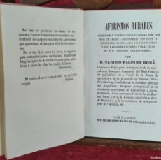 Libros antiguos: AFORISMOS RURALES. NARCISO FAGES DE ROMÁ. EDIT. GREGORIO MATAS. 1849.. Lote 364033741