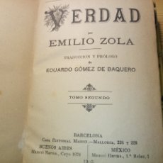 Libros antiguos: VERDAD. EMILIO ZOLA. Lote 365768381
