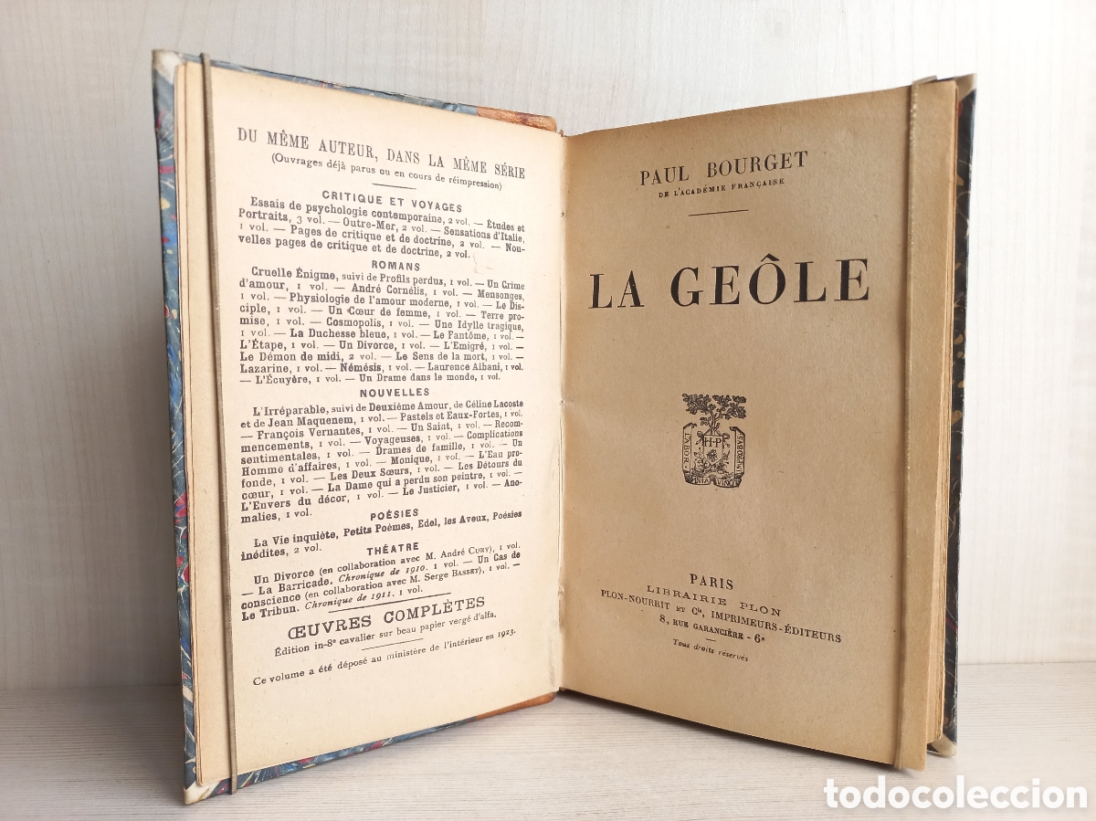 Libros antiguos: La Geole. Paul Bourget. Librairie Plon, 1923. Franc&eacute;s. - Foto 6