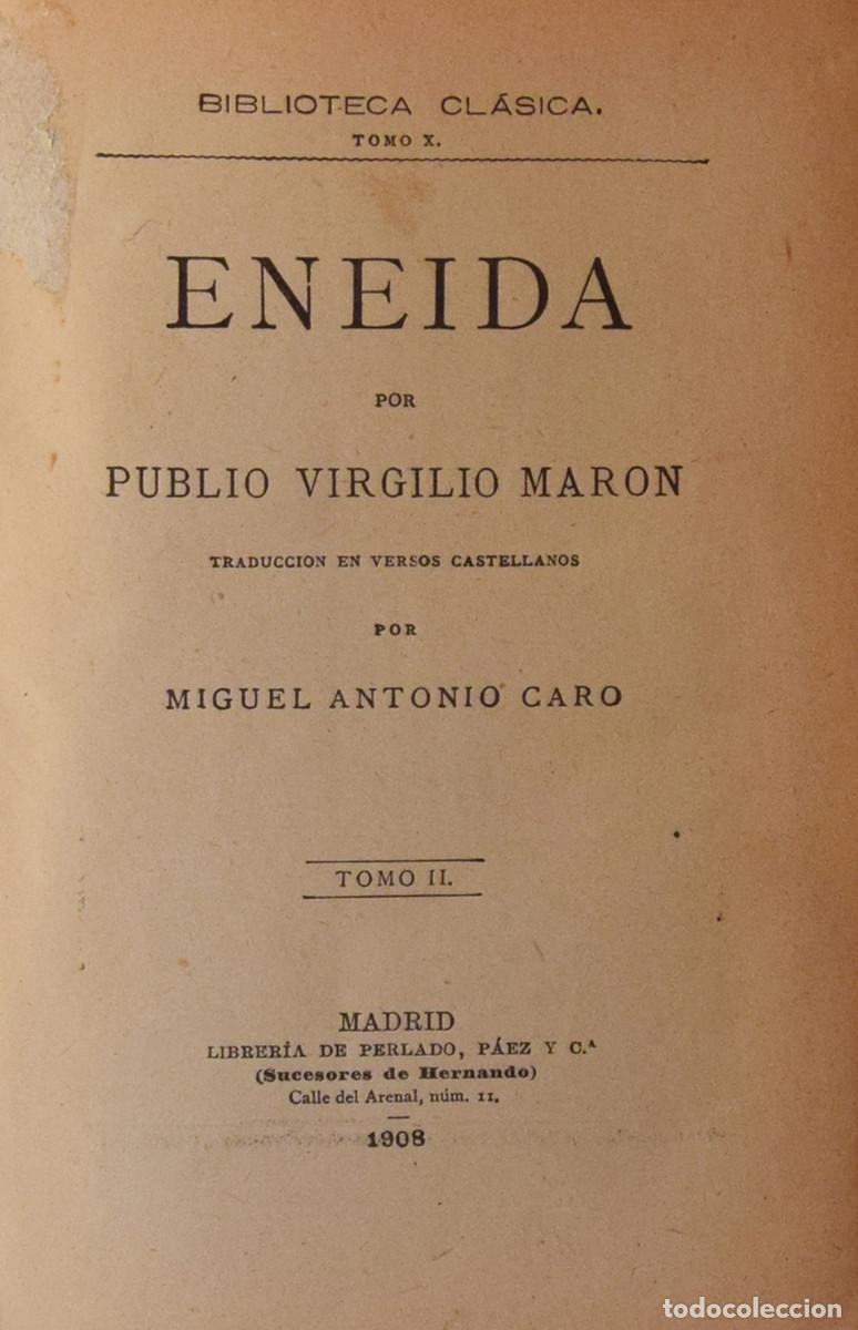 Libros antiguos: ENEIDA - &nbsp;PUBLIO VIRGILIO MARON - Foto 3
