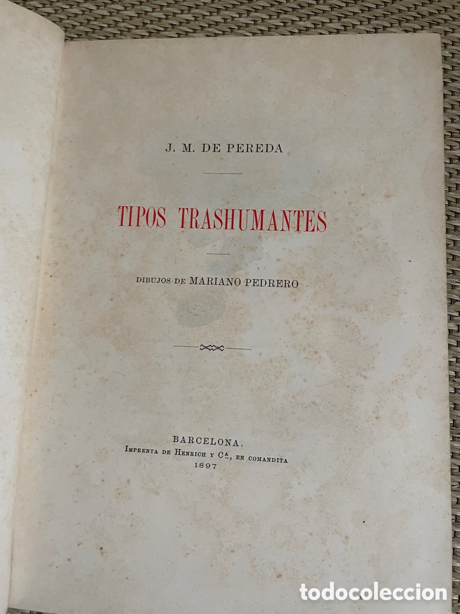 Libros antiguos: PEREDA &ldquo;TIPOS TRASHUMANTES&rdquo; - Foto 3