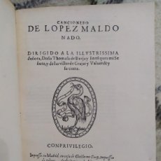 Libros antiguos: FACSÍMIL (1586). CANCIONERO DE LOPEZ MALDONADO.