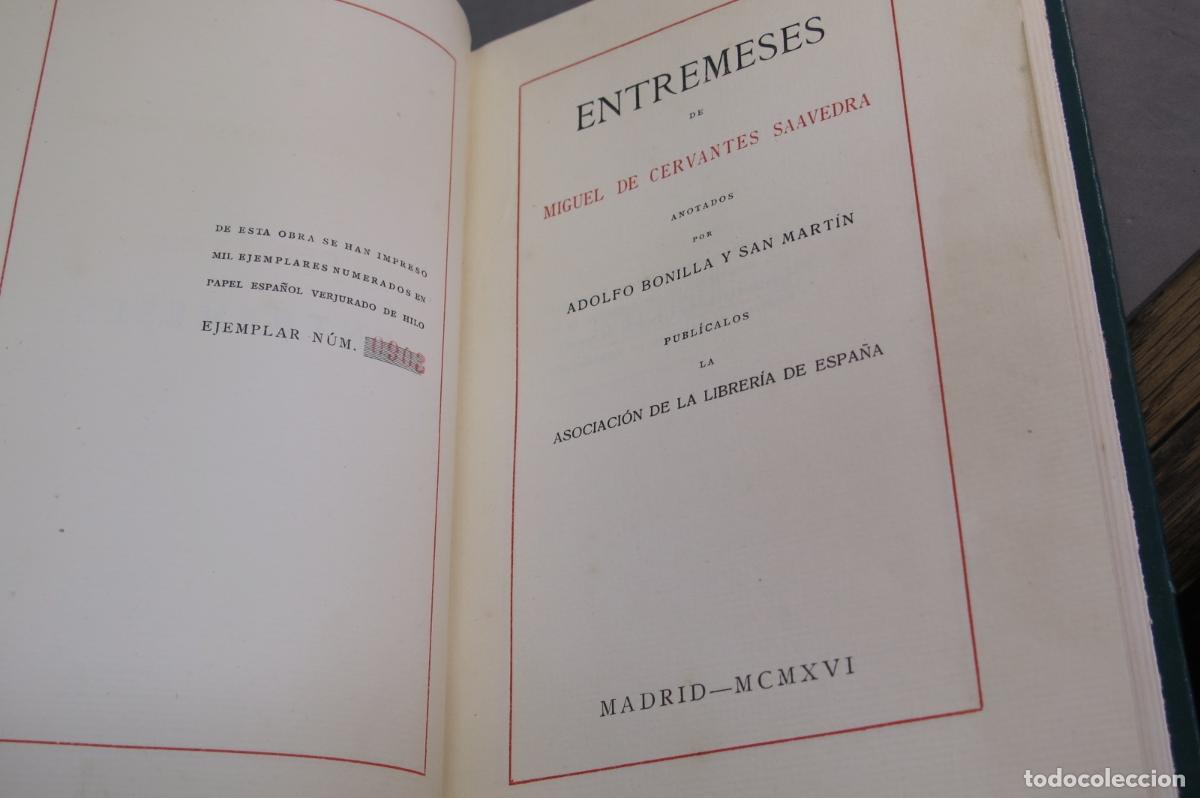 Libros antiguos: 1916.- Entremeses. Ejemplar numerado. CERVANTES - Foto 2