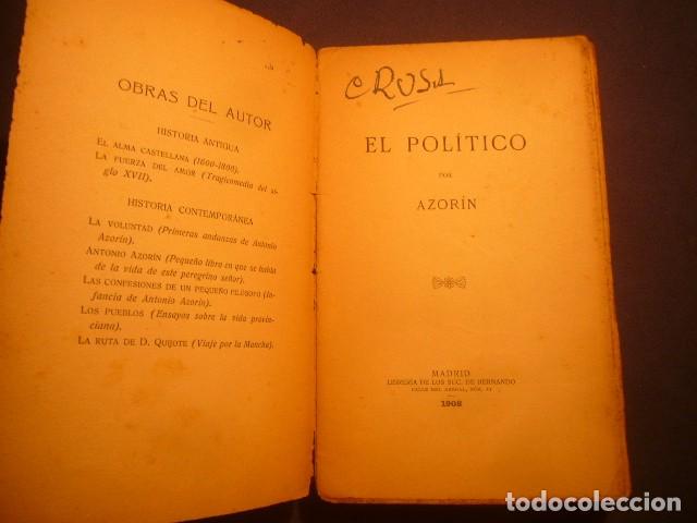 Libros antiguos: AZORIN: - EL POLITICO - (MADRID, 1908) (PRIMERA EDICION) - Foto 1