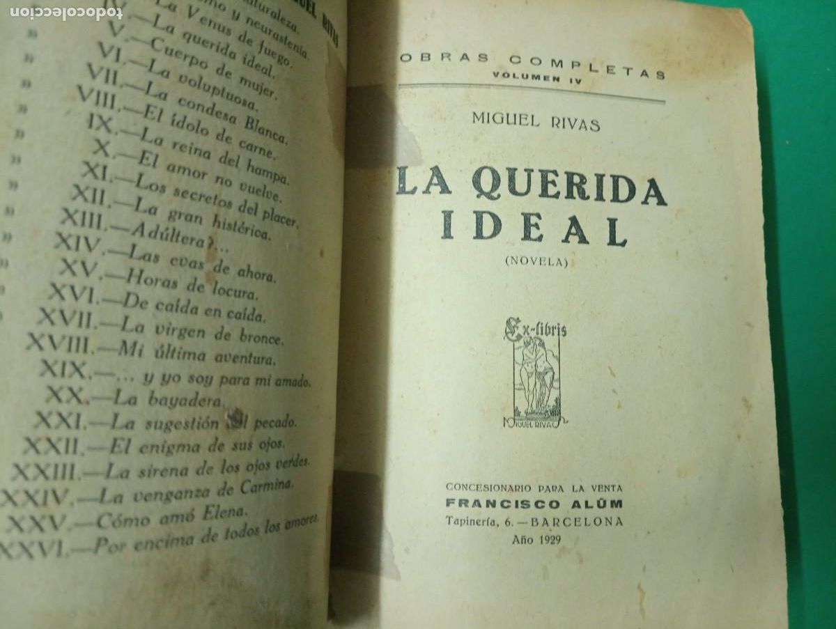 Libros antiguos: Antiguo libro de Miguel RIVAS: LA QUERIDA IDEAL. Barcelona 1929. - Foto 2