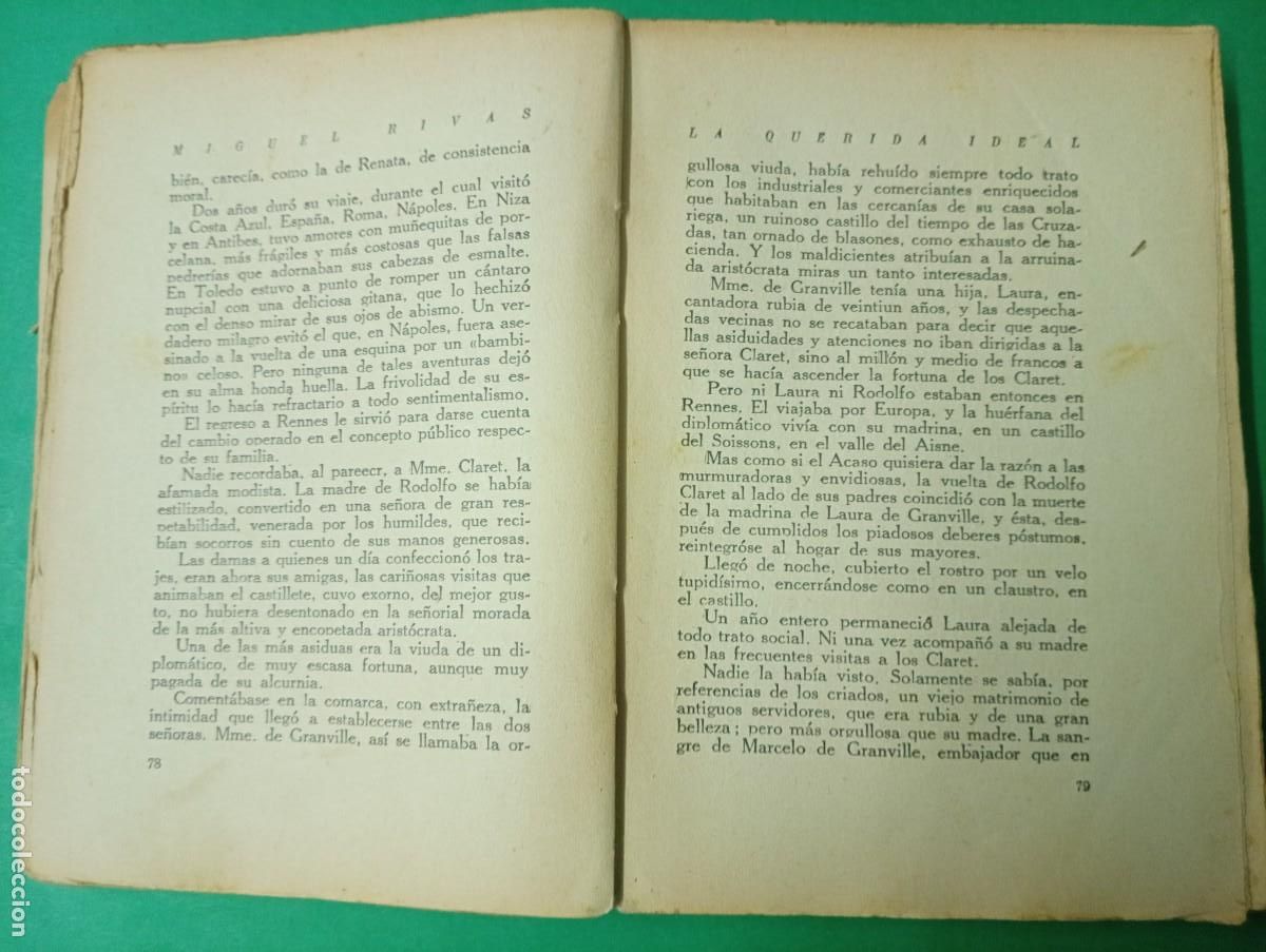 Libros antiguos: Antiguo libro de Miguel RIVAS: LA QUERIDA IDEAL. Barcelona 1929. - Foto 5