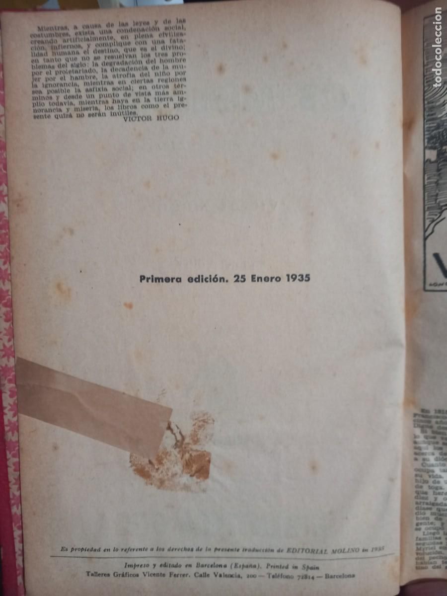 Libros antiguos: LIBRO LOS MISERABLES VICTOR HUGO A&Ntilde;O 1935 1 EDICION - Foto 3