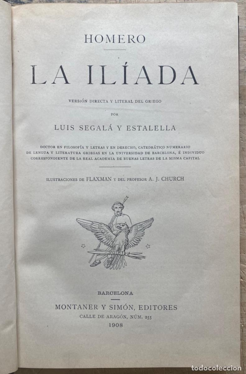 Libros antiguos: Homero. Iliada (Montaner y Simon 1908) - Foto 1