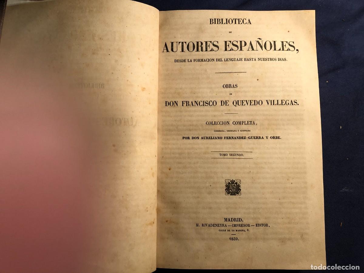 Libros antiguos: FRANCISCO DE QUEVEDO: - OBRAS DE ... (TOMO2) (1859) - Foto 2