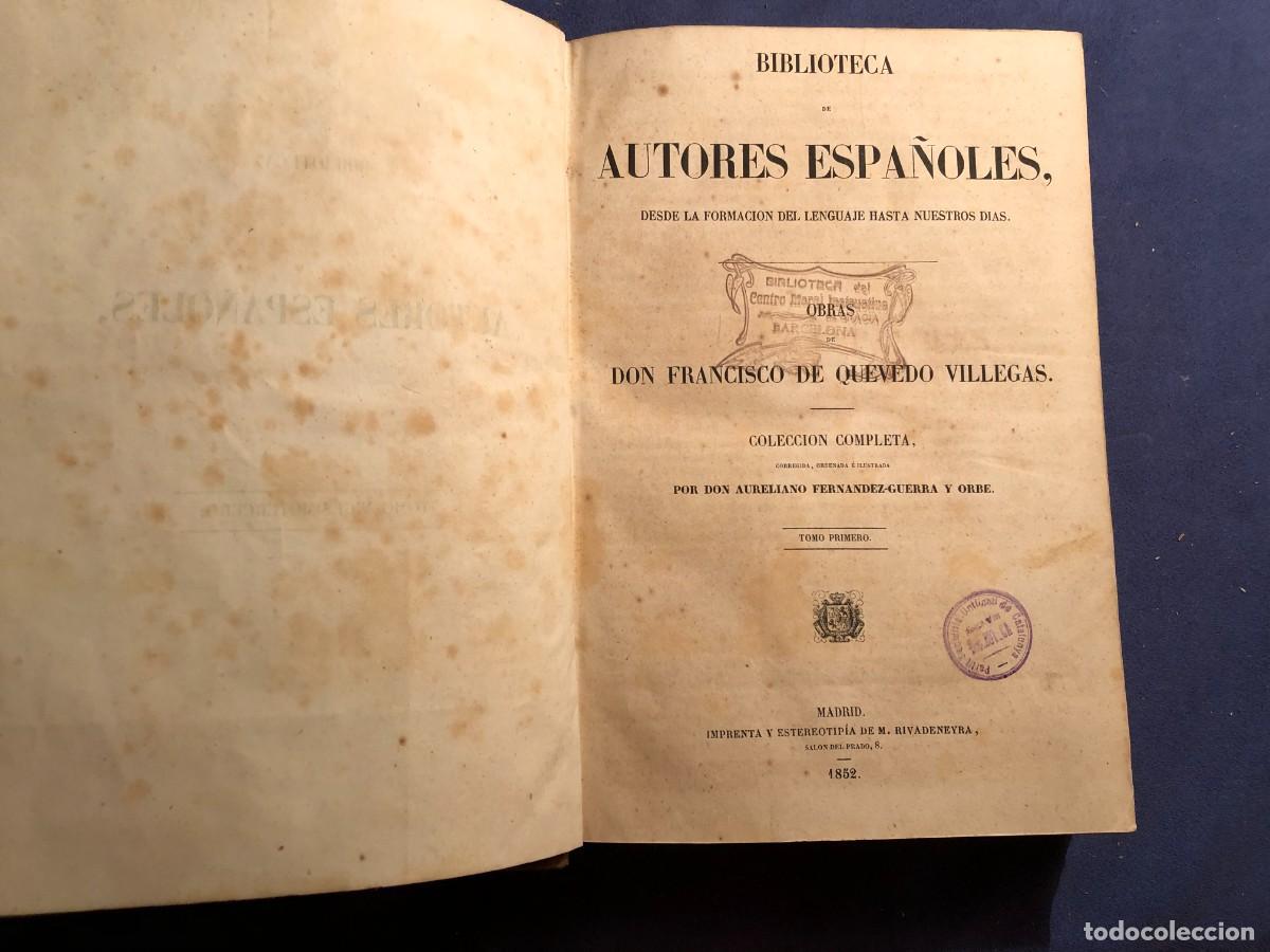 Libros antiguos: FRANCISCO DE QUEVEDO: - OBRAS DE ... (TOMO1) (1852) - Foto 2