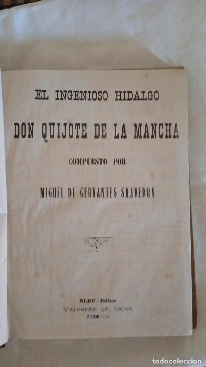 Libros antiguos: El Quijote. Aleu editor. Madrid, 1915 - Foto 2