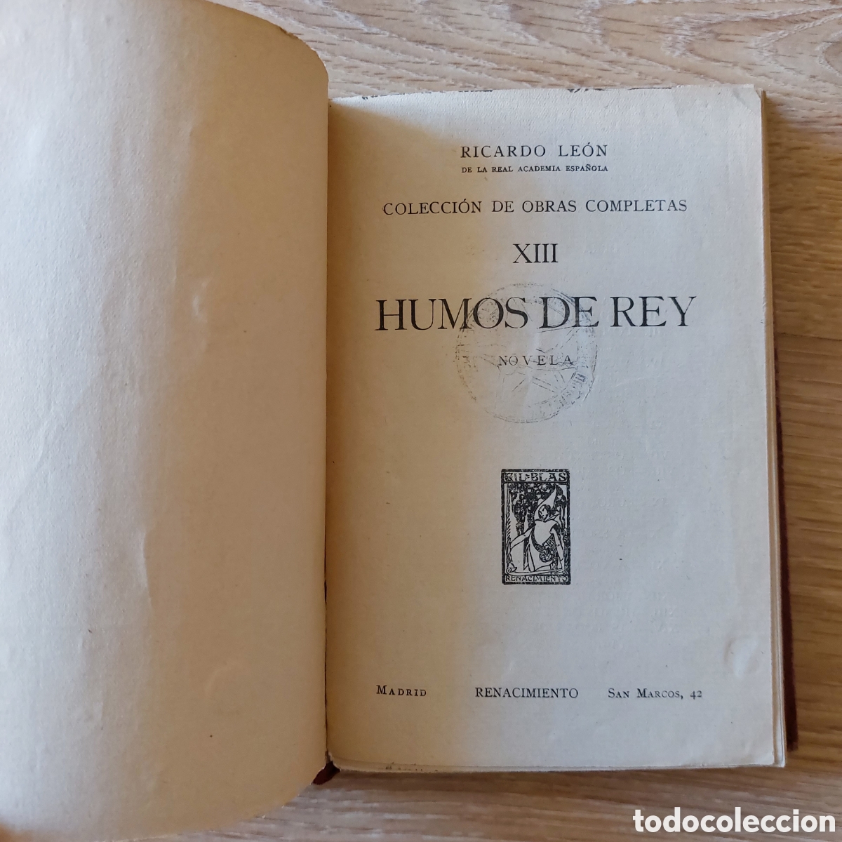 Libros antiguos: Humos de Rey de Ricardo Le&oacute;n 1923 - Foto 1