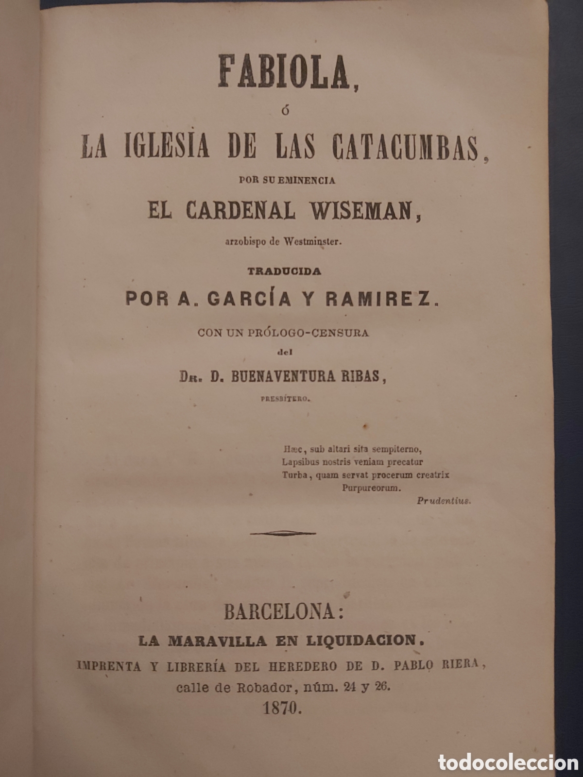 Libros antiguos: FABIOLA # BUENAVENTURA RIBAS # 1870 - Foto 3
