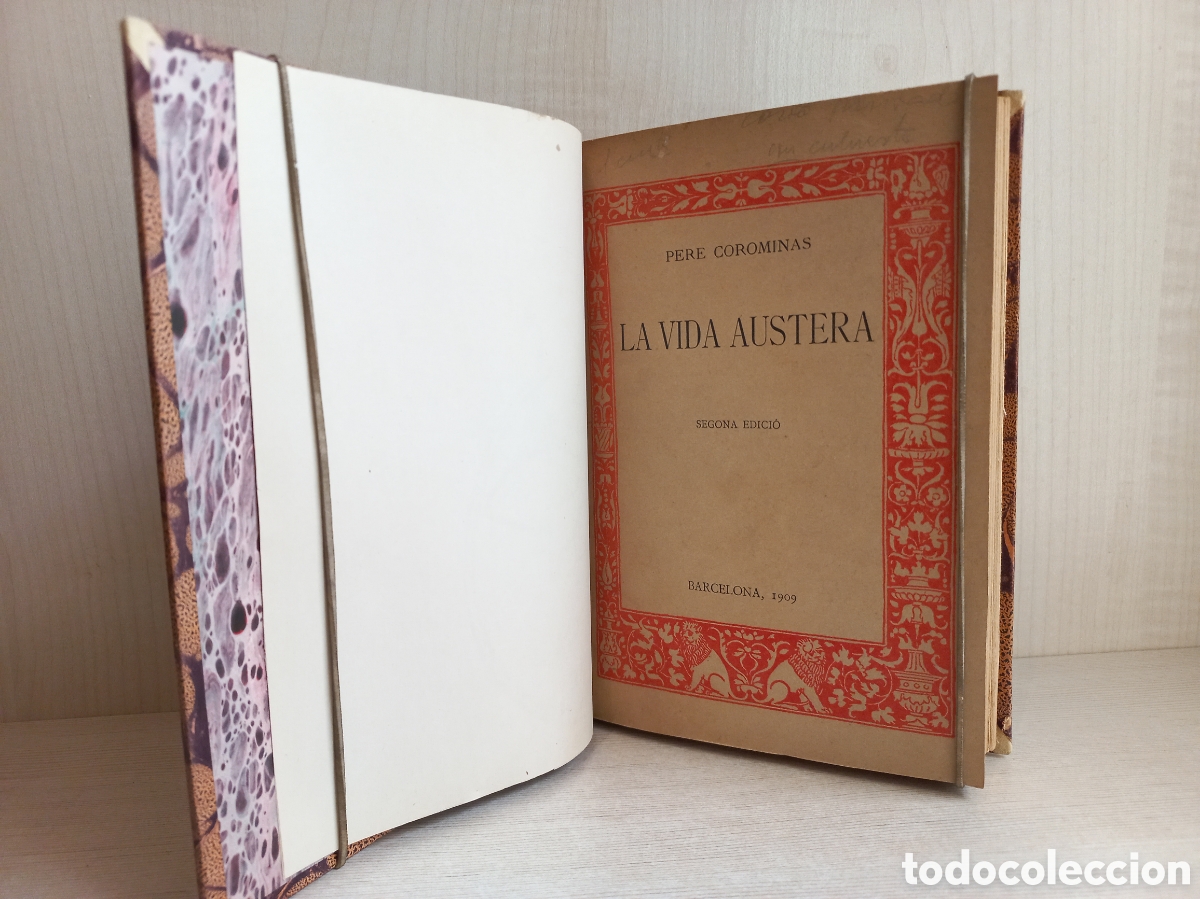 Libros antiguos: Vida austera. Pere Coromines. LAven&ccedil;, 1909. Catal&aacute;n. - Foto 4
