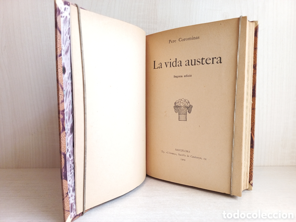 Libros antiguos: Vida austera. Pere Coromines. LAven&ccedil;, 1909. Catal&aacute;n. - Foto 5