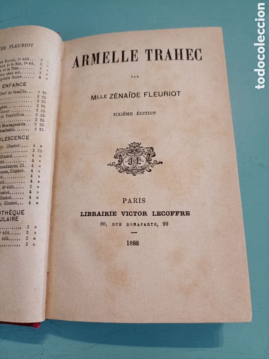 Libros antiguos: Armelle Trahec. Mlle Zenaide Fleuriot. Paris 1888 - Foto 1