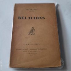 Libros antiguos: JOSEP PLA. RELACIONES. AÑO 1927.