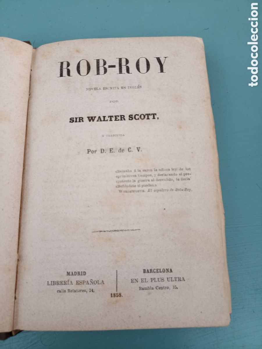 Libros antiguos: Rob- Roy. Walter Scott. 1858 - Foto 1