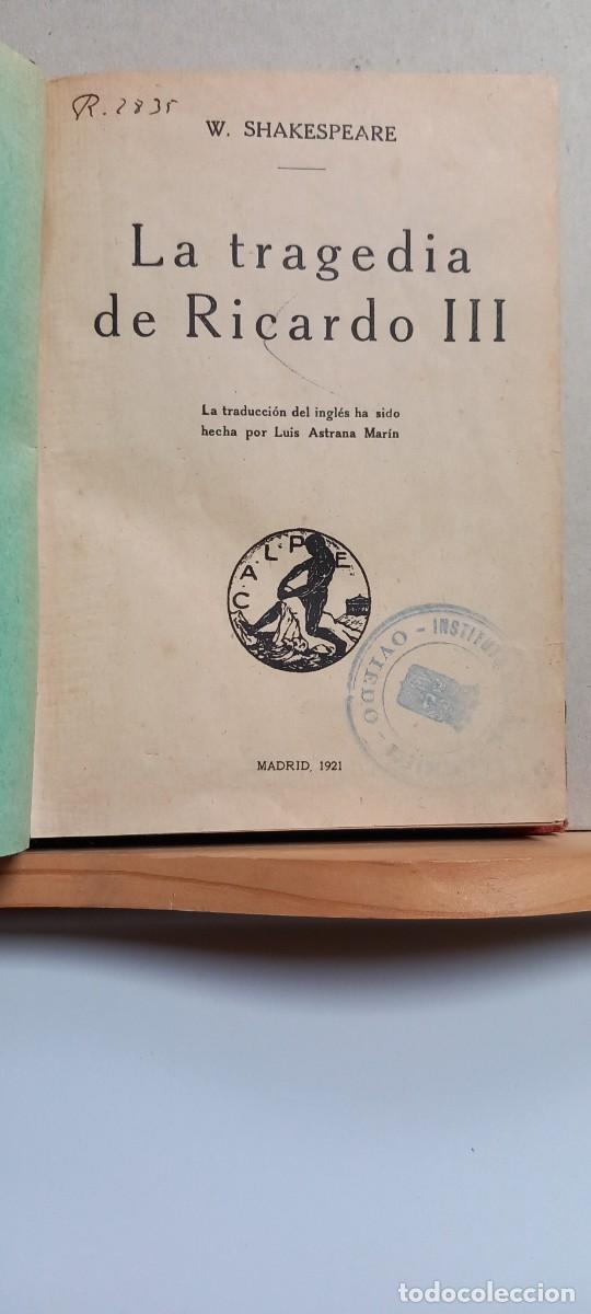 Libros antiguos: LA TRAGEDIA DE RICARDO III. 1921 - Foto 1