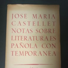 Libros antiguos: NOTAS SOBRE LITERATURA ESPAÑOLA CONTEMPORÁNEA. CASTELLET, J.M. 1955. DEDICADO A VÍCTOR SEIX