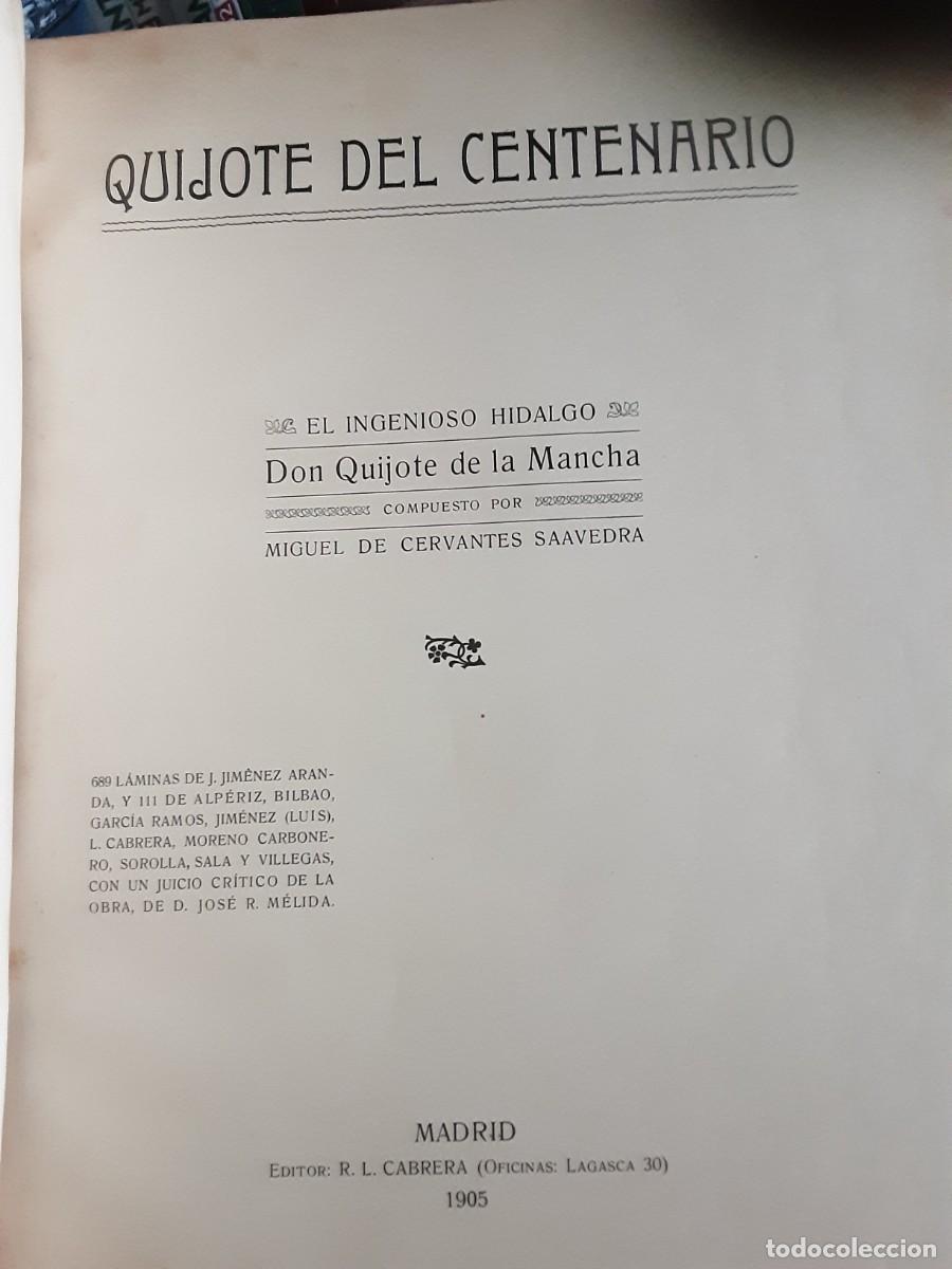 Libros antiguos: Quijote centenario, laminas - Foto 2