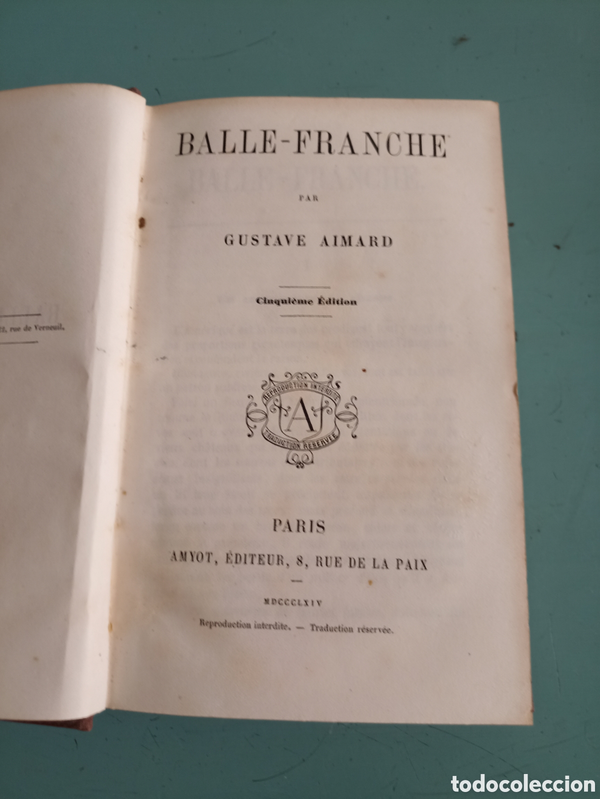 Libros antiguos: Balle - Franche. Gustave Aimard. Paris 1814 - Foto 1