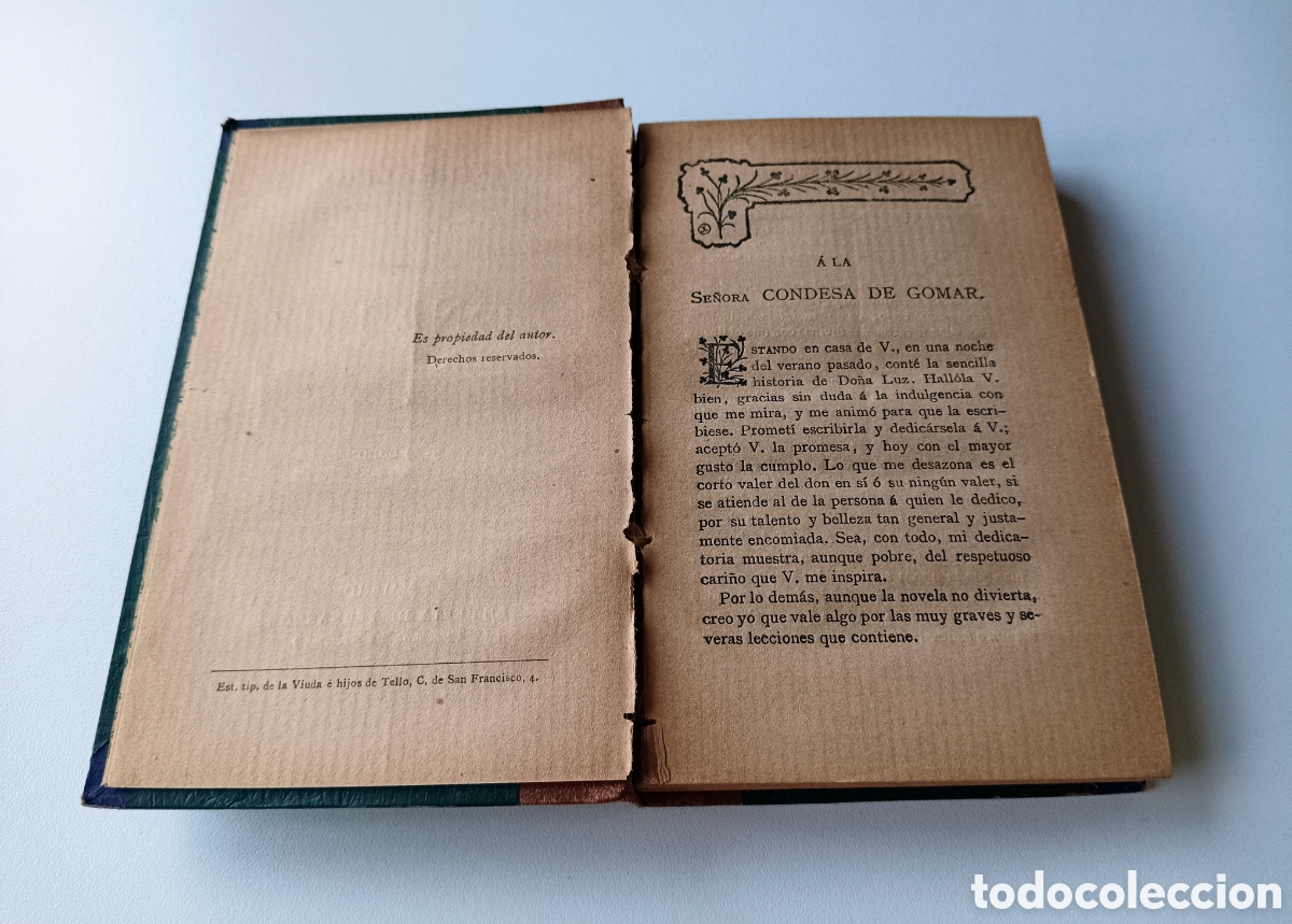 Libros antiguos: Antiguo libro DO&Ntilde;A LUZ. Valera. 5&deg; Edici&oacute;n 1900. - Foto 4