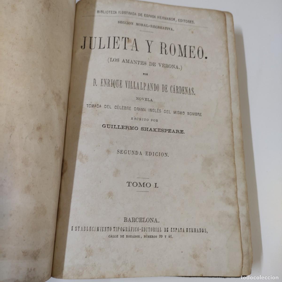Libros antiguos: JULIETA Y ROMEO DE SHAKESPEARE TOMO 1 - Foto 4