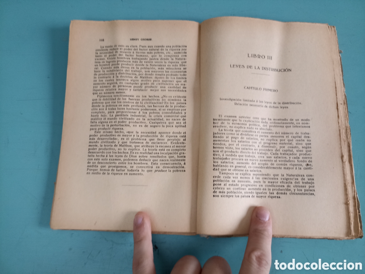 Libros antiguos: Progreso y Miseria. Henry George. Tomo I. Valencia - Foto 3