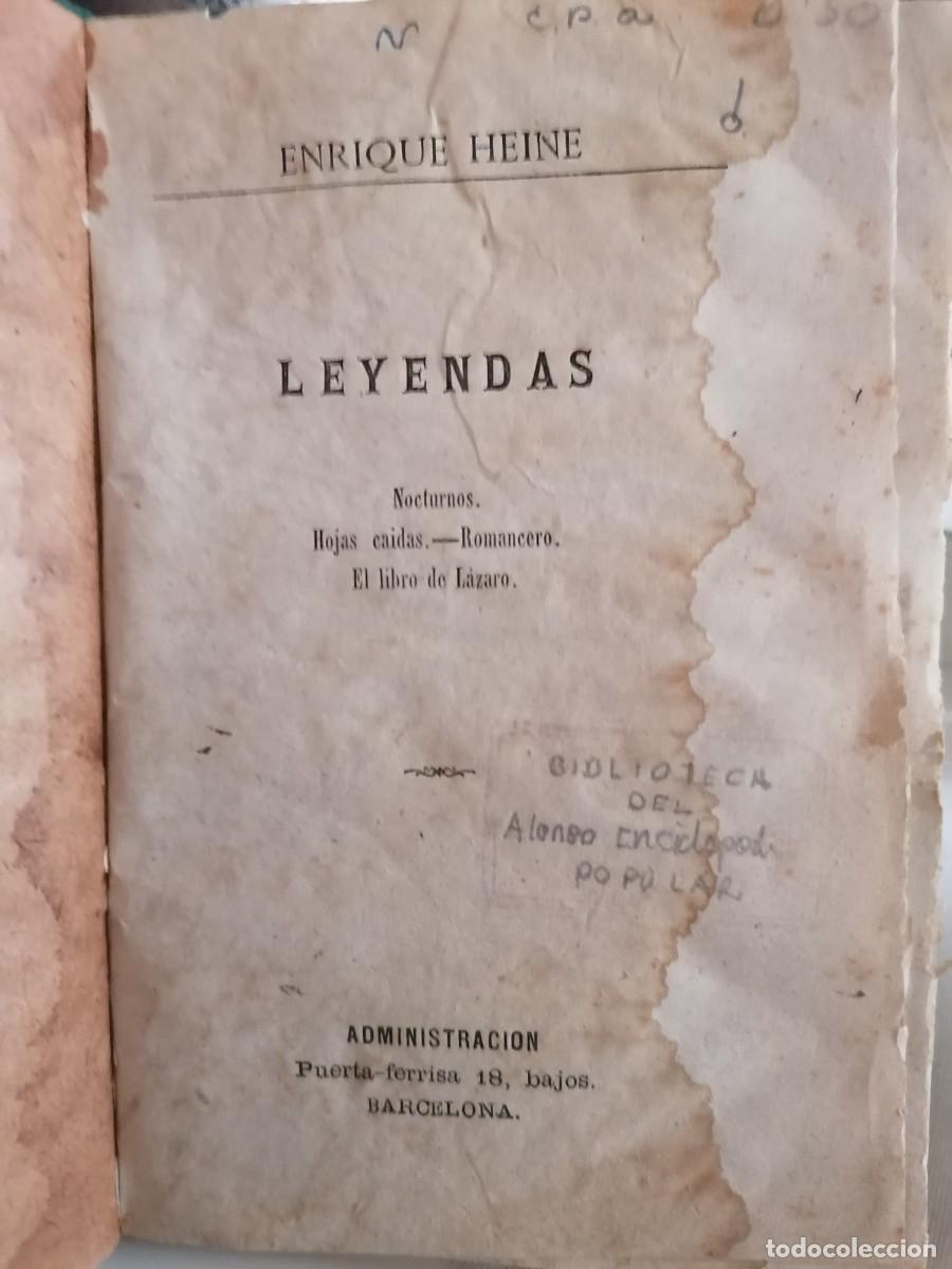 Libros antiguos: Heine, Leyendas, 1880 - Foto 1