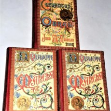 Libros antiguos: EL INGENIOSO HIDALGO DON QUIJOTE DE LA MANCHA - CERVANTES Y SUS OBRAS. 3 TOMOS
