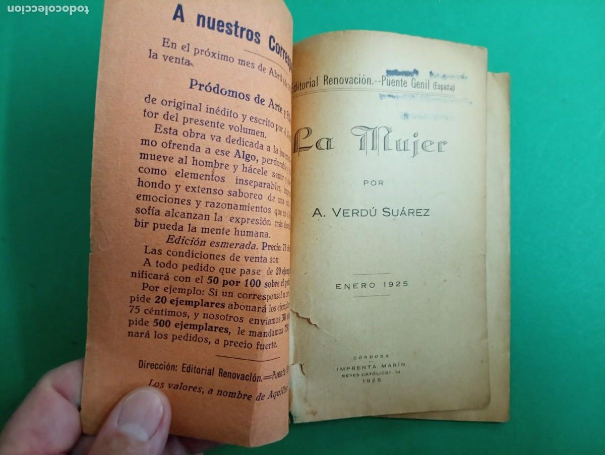 Libros antiguos: Antiguo libro LA MUJER. A. Verd&uacute; Su&aacute;rez. C&oacute;rdoba 1925. - Foto 2
